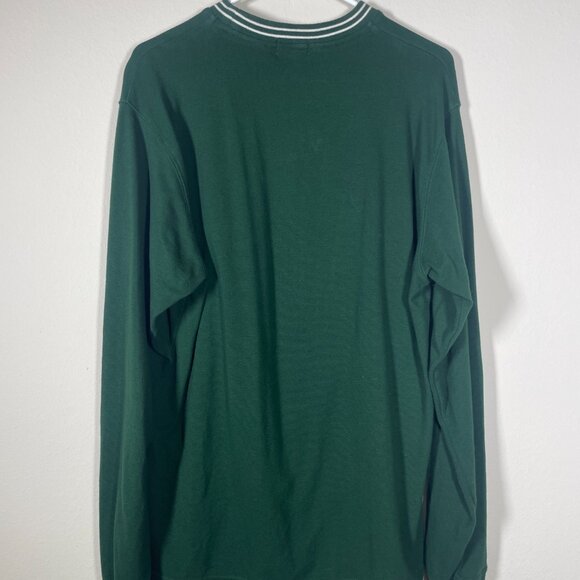 J Crew Sport Men's High Neck Forest Green Long Sleeve Shirt XL Cotton Blend! - Picture 4 of 4